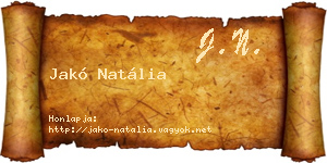 Jakó Natália névjegykártya